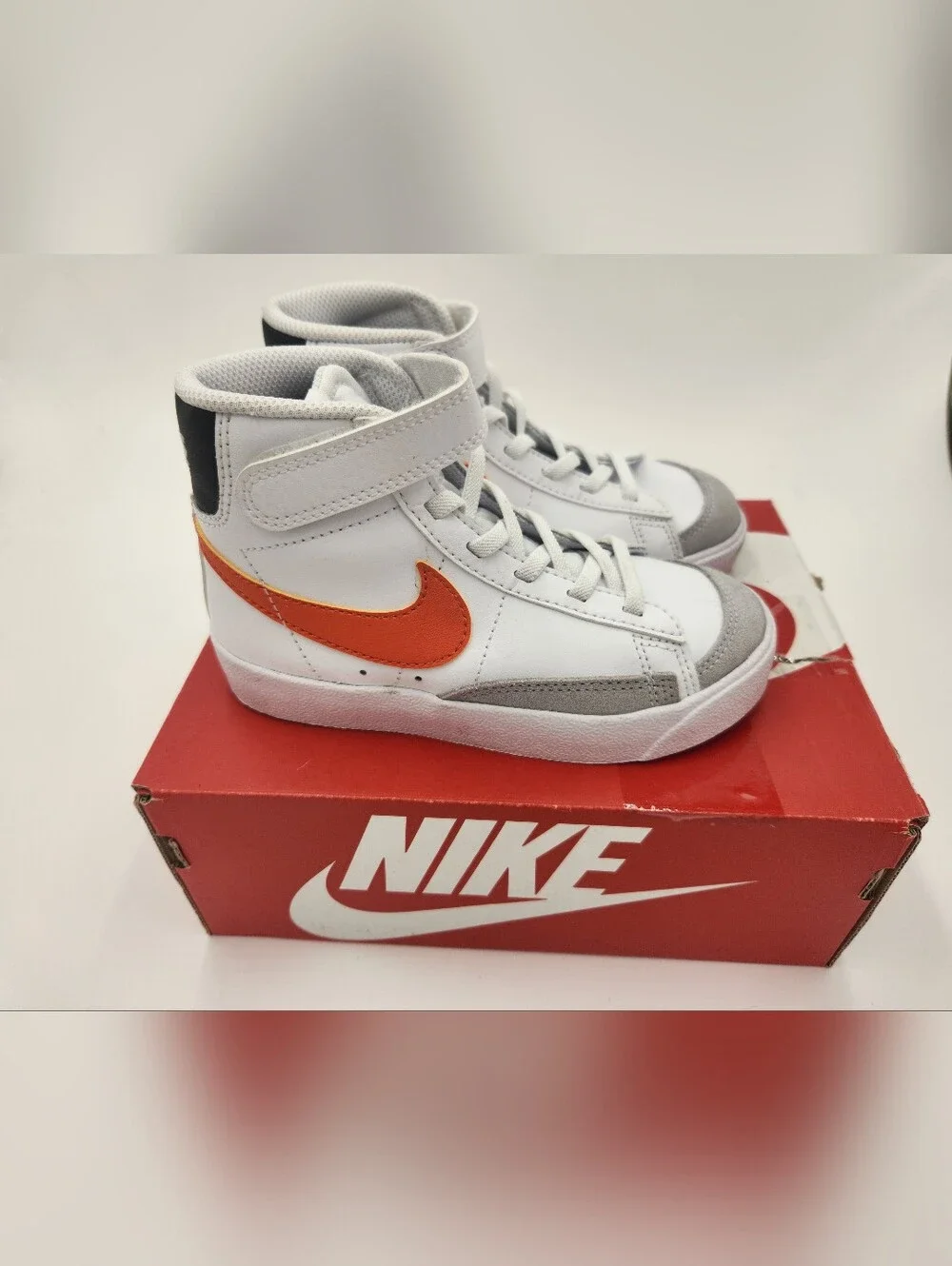 Nike Blazer Mid '77 Shoes White/Safety Orange Kids Boys Size 11c